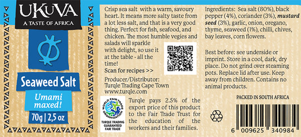 Ukuva Seaweed Salt Grinder Label