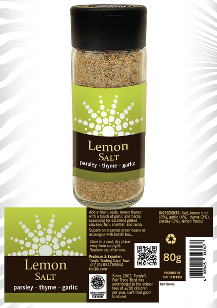 Sprinkle Salt - Lemon & Garlic Sea Salt - 80g - Cape Treasures