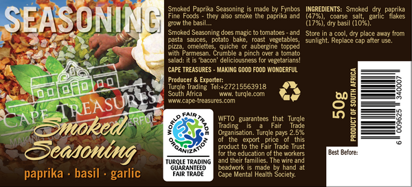 Label of Smoked Seasoning showing ingredients.