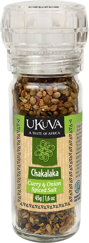 Ukuva Chakalaka Curry & Onion Spiced Salt Grinder Pack Shot