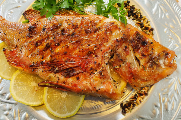 Ukuva Lemon Pepper (aka Friendship Spice) is the perfect seasoning for butter-basted, flame grilled red roman.