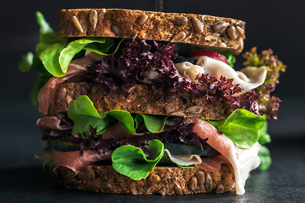 Stacked Salad Sandwich with Parma Ham.