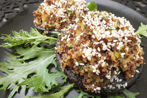 It looks so, so innocent - large black mushroom piled high with Ukuva Ghost chilli quinoa - but it carries a flavor punch of note!