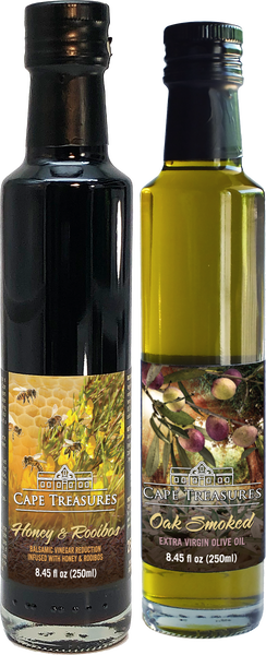 Honey & Rooibos Reduction and Oak Smoked Olive oil Pack shots