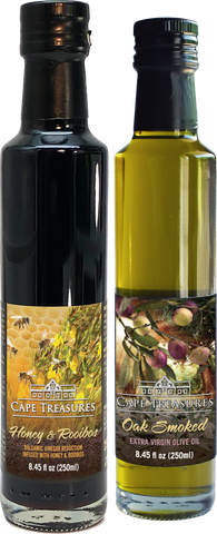 Honey & Rooibos Reduction and Oak Smoked Olive oil Pack shots