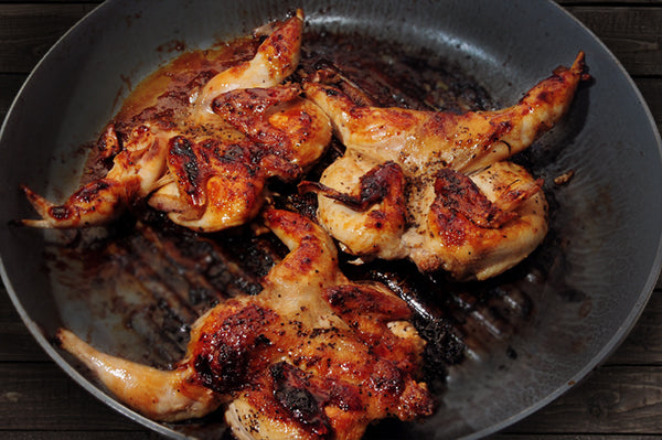 Honey & Rooibos Balsamic Vinegar Reduction will be the perfect finishing sauce for butter-braised tiny quails.