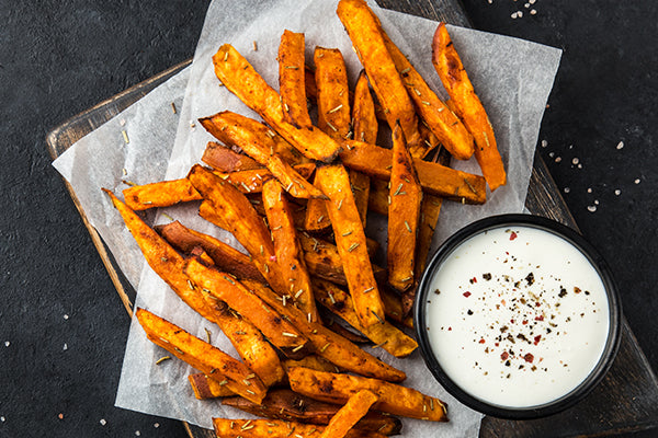 Ukuva Chakalaka sauce is a great dipping sauce for sweet potato fries.