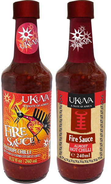 Ukuva Fire Sauce both labels pack shots