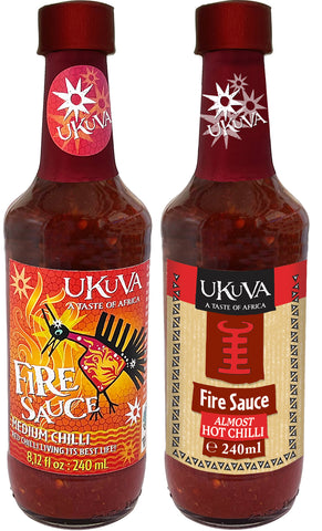 Ukuva Fire Sauce both labels pack shots