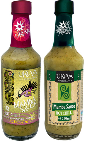 Ukuva Mamba Sauce both labels - pack shot.