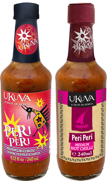 Ukuva Peri Peri Sauce (both labels) pack shots