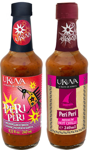 Ukuva Peri Peri Sauce (both labels) pack shots