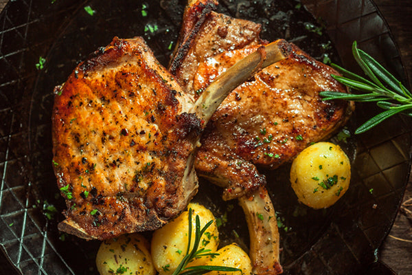 Fried Pork chops and baby potatoes with parsley butter will be perfect with Honey Mustard...