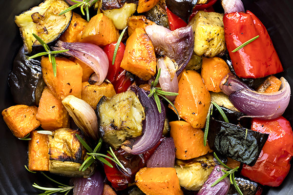 Ukuva Smoked Habanero Hot Drops makes the perfect 'finish' for a pan of roast vegetables.