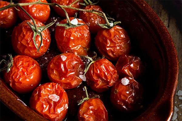 Semi-dried vine tomatoes are excellent with Ukuva Hot Rocks X-Hot Chili Salt.